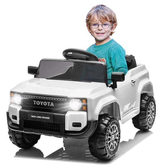 Winado Licensed Toyota 12V Kids Electric Ride On Car with Remote Control, Music, Lights, White