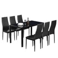 thumbnail image 1 of Winado New Modern 7 Pcs Dining Table Set With 6 Leather Chairs Kitchen Room Furniture, 1 of 7