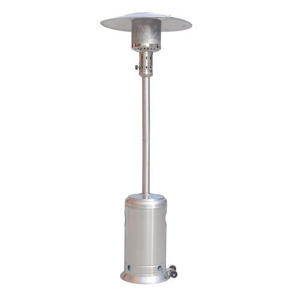 88 in. Silver Stainless Steel Standing Patio Heater with Portable Wheels