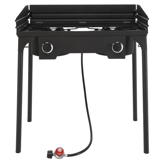 Winado Propane Burner 2 Burner Outdoor Stove Camping Burner w/ Wind Panel,150,000-BTU