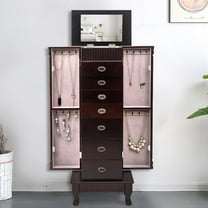 Winado Sheffield Standing Armoire Jewelry Cabinet with 7 Drawers, 2 Swing Doors