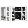thumbnail image 1 of Winado Wall Mounted Armoire Jewelry, Foldable Jewelry Cabinet Organizer Storage Box with Mirror and 3 Photo Frame, White, 1 of 6