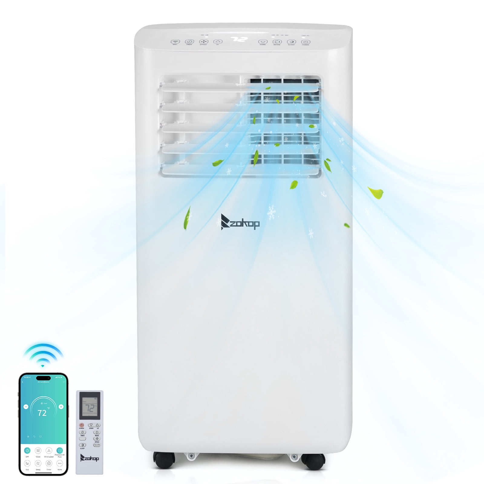 Winado WiFi Enabled 7100BTU (9000 BTU ASHRAE) Portable Electric Air Conditioner w/ Cooler, Dehumidifier, Fan, Exhaust Hose, Window Seal, Remote