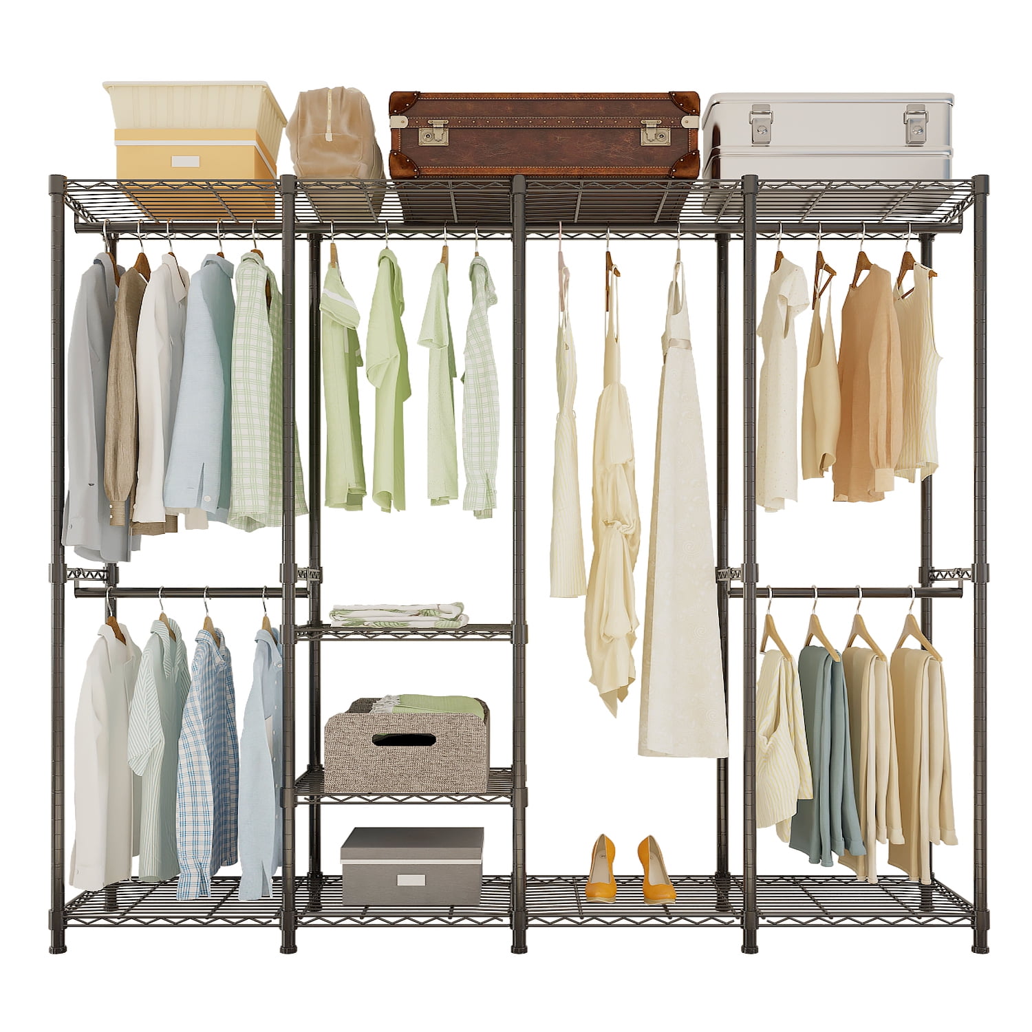 Winado Wire Garment Rack 4 Tiers Heavy Duty Clothes Rack with 3 Hanger ...