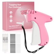 Winb Handheld Stitch Tag Gun for Clothes - Quick Clothing Fixer & Tagging Tool with 6 Needles, 1000 Black & 1000 White Fasteners | No-Sew Fabric Repair for Home Pink