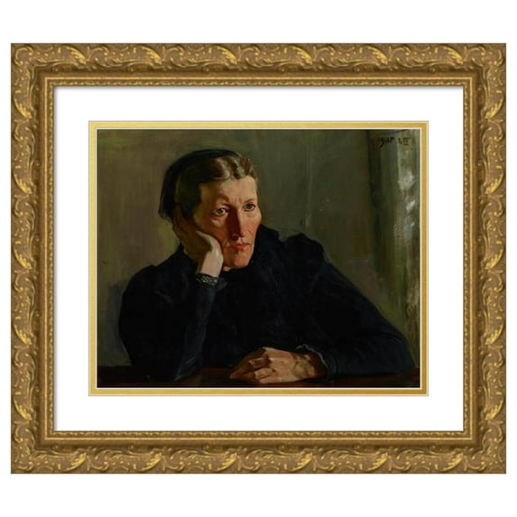Wincenty Wodzinowski 14x12 Gold Ornate Wood Frame and Double Matted Museum Art Print Titled - Portrait of Mother (1905)