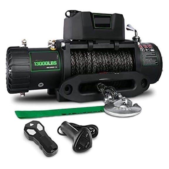 Winch 13000lb. Winch Kit Synthetic Rope,12V Waterproof Winch With Wireless Handheld Remote And Corded Control,for Truck SUV