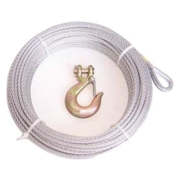 Winch Cable 5/16" x 50 ft - 7x19 Galvanized Steel Aircraft Cable with 3/8" G70 Clevis Slip Hook - 9800 lb Capacity for ATV, Truck, Trailer
