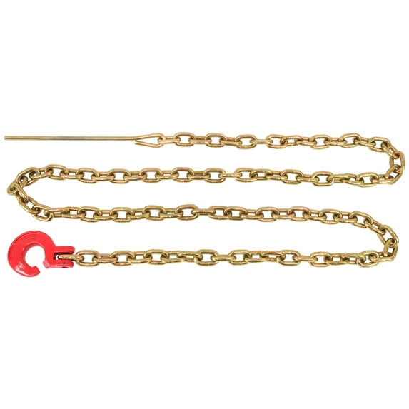 Winch Choker Chain 3/8" x 10' & Choker Hook w/Steel Probe Stake 14" Long Grade G70 Load Limit # 6,600 Lbs | Log Forestry Logging Choker Chain