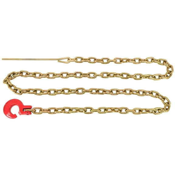 Winch Choker Chain 3/8" x 10' & Choker Hook w/Steel Probe Stake 14" Long Grade G70 Load Limit # 6,600 Lbs | Log Forestry Logging Choker Chain