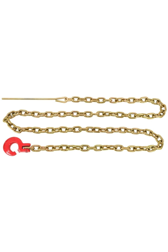 Winch Choker Chain 3/8" x 10' & Choker Hook w/Steel Probe Stake 14" Long Grade G70 Load Limit # 6,600 Lbs | Log Forestry Logging Choker Chain