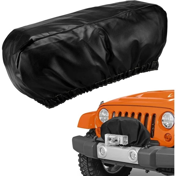 Winch Cover, Heavy Duty Waterproof Winch Cover Dust-Proof, Universal Winch Protective Cover, Indoor/Outdoor Winch Accessories, for Electric Winches Up to 17500 Lbs, 24” W x 10” H x 7” D (1PC)