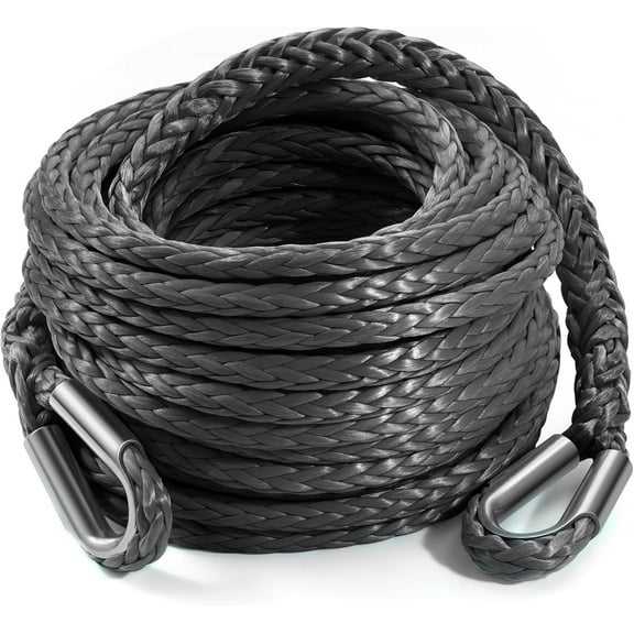 Winch Rope Extension, 3/8'' x 50ft Synthetic Winch Extension Rope, 26,500 Lbs Winch Extension Line for Off Road Vehicle ATV UTV SUV Jeep(Gray)