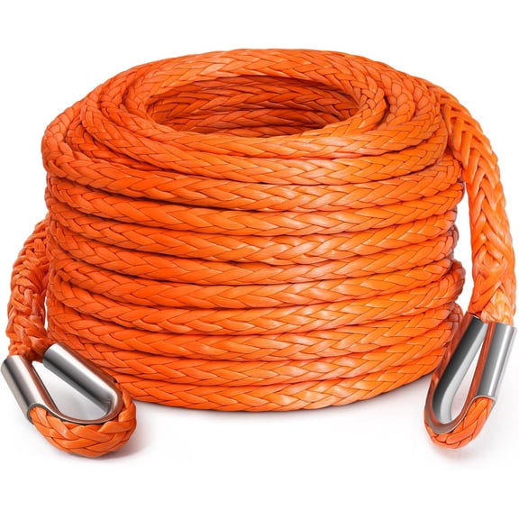 Winch Rope Extension, 3/8'' x 50ft Synthetic Winch Extension Rope, 26,500 Lbs Winch Extension Line for Off Road Vehicle ATV UTV SUV Jeep(Orange)