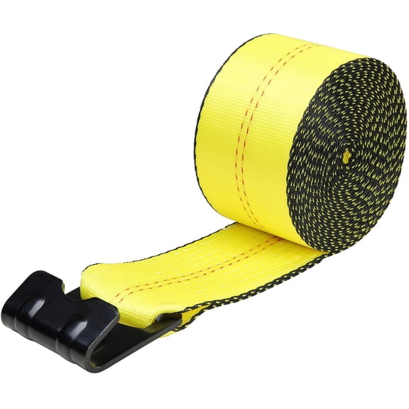 Winch Straps 4 Inch x 30 Feet 6000 lbs Load Capacity 18000 lbs Break Strength Truck Straps with Flat Hook Flatbed Tie Downs Cargo Control for Trailers Farms Rescues Tree Saver Yellow 10 Pack