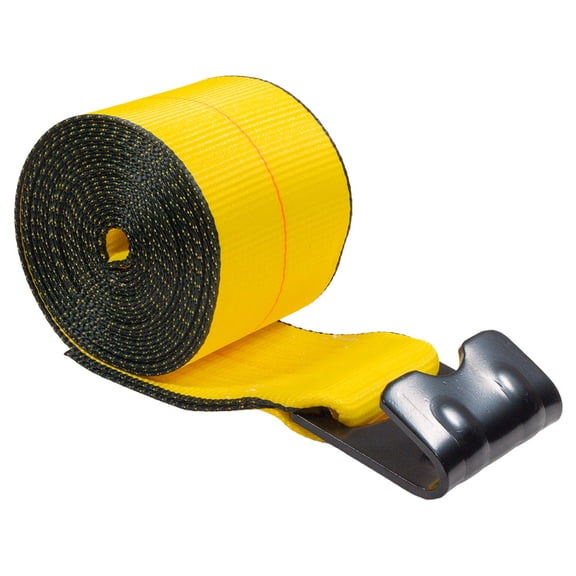 20 Pack Winch Straps 4" x 20' Yellow Heavy Duty Tie Down w/Flat Hooks WLL# 5400 lbs | 4 Inch Cargo Control for Flatbed Truck Utility Trailer