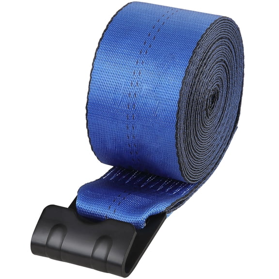 Winch Straps, 4" x 30', 6000 lbs Load Capacity, 18000 lbs Breaking Strength, Truck Straps with Flat Hook, Flatbed Tie Downs Cargo Control for Trailers, Farms, Rescues, Tree Saver, Blue (10 Pack),