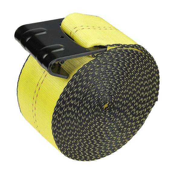 Winch Straps 4" x 30' 6000lbs Capacity 10 Pack - Heavy Duty Truck Tie Downs, Flatbed Straps with Hooks for Trailers, Farming, Cargo Securement - Yellow