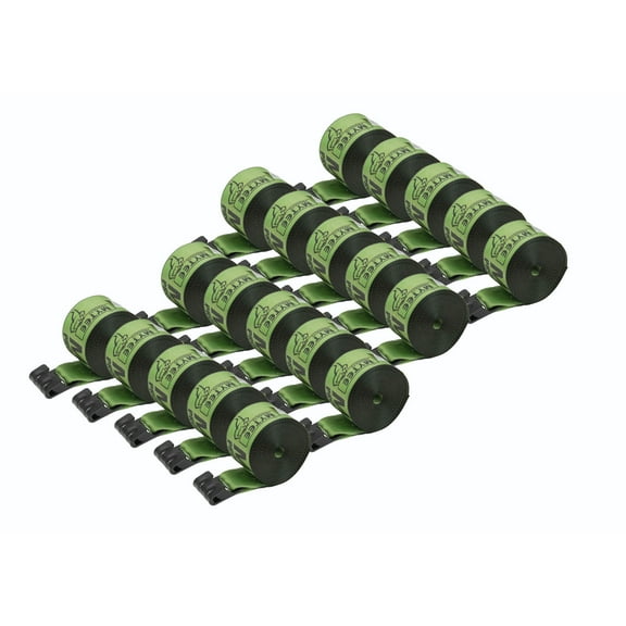 Winch Straps 4" x 30' Green Heavy Duty Tie Down w/Flat Hook WLL# 5400 lbs | 4 Inch Cargo Control for Flatbed Truck Utility Trailer (20 Pack)