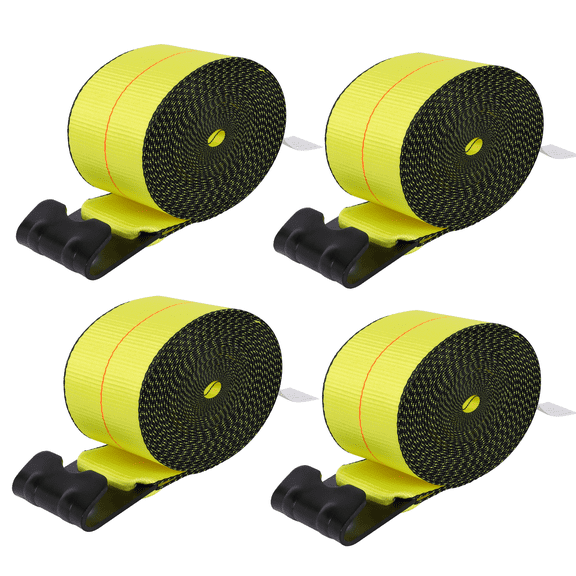 Winch Straps, 4" x 30' Heavy Duty Tie Down with Flat Hooks, 5400lbs Working Load Limit Weather-Resistant Tow Strap Cargo Strap for Flatbeds, Trucks and Trailers, 4 Pack