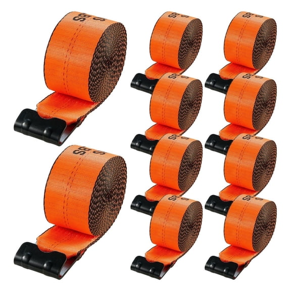 Winch Straps, 4 in x 30 ft Truck Straps with Flat Hook, 10 Pack Heavy Duty Trailer Straps with 18000 lbs Break Strength, Cargo Tie-Down Straps, for Flatbeds, Trucks, Trailers, Farms & Rescues