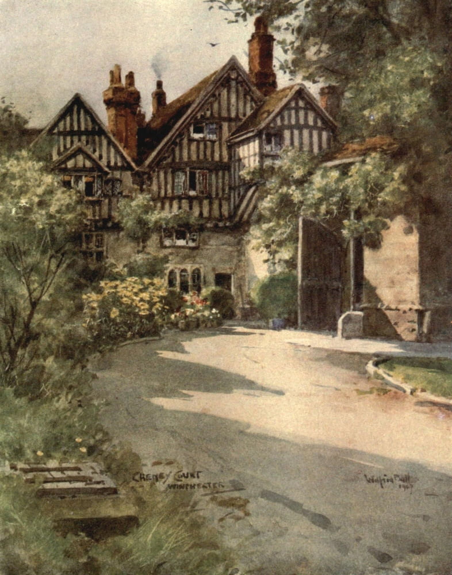 Winchester 1910 Cheyney Court & Close Gate Canvas Art - Wilfrid Ball (18 x 24)