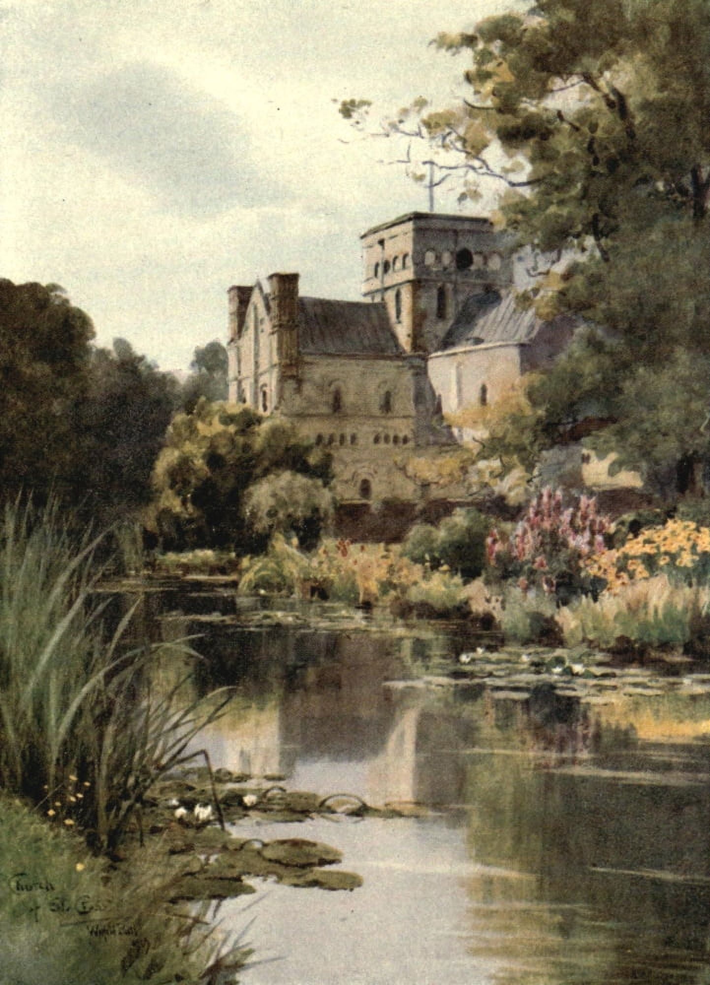 Winchester 1910 Church of St Cross Canvas Art - Wilfrid Ball (18 x 24)