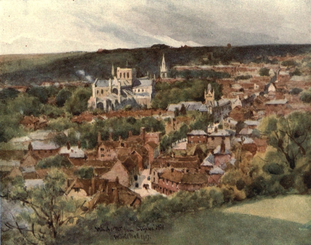 Winchester 1910 Winchester from St Giless Hill Canvas Art - Wilfrid Ball (18 x 24)