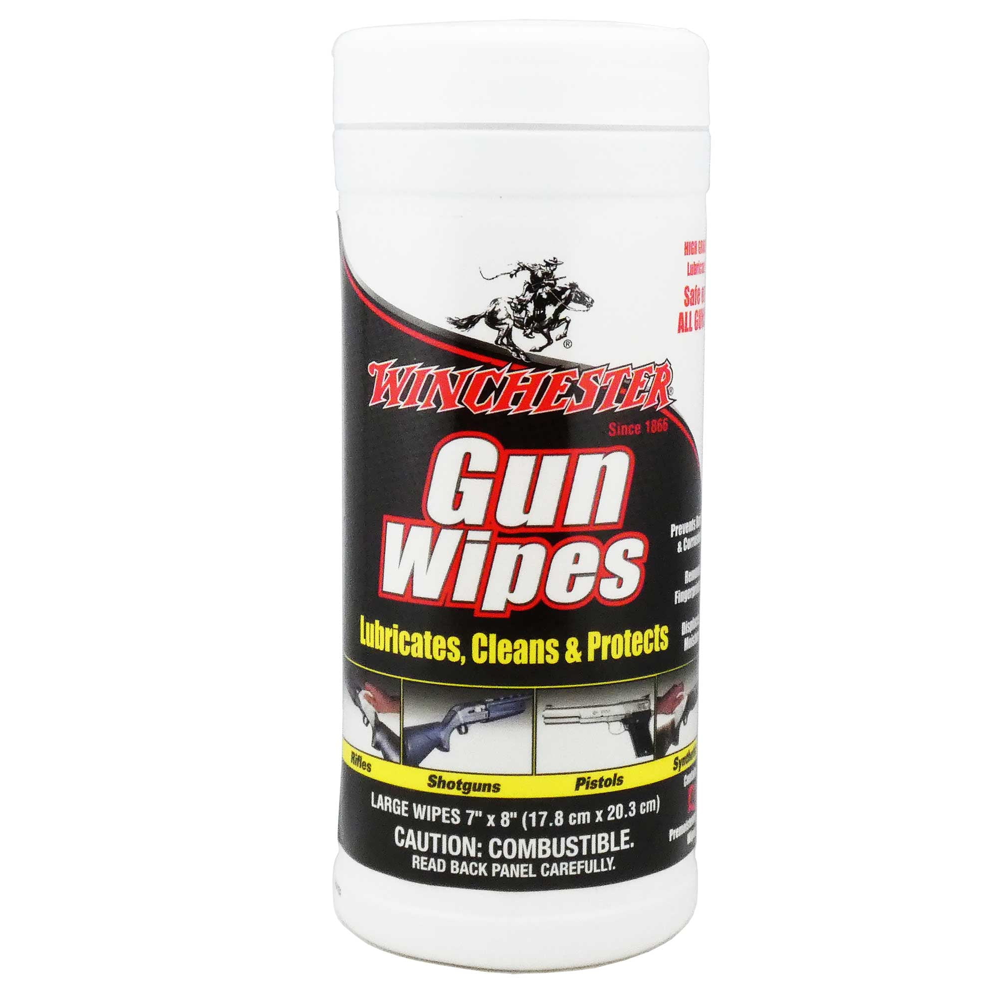 Winchester Gun Cleaning Wipes 7" x 8" Large Wipes 40 Wipes in a Container for Wiping Down Your