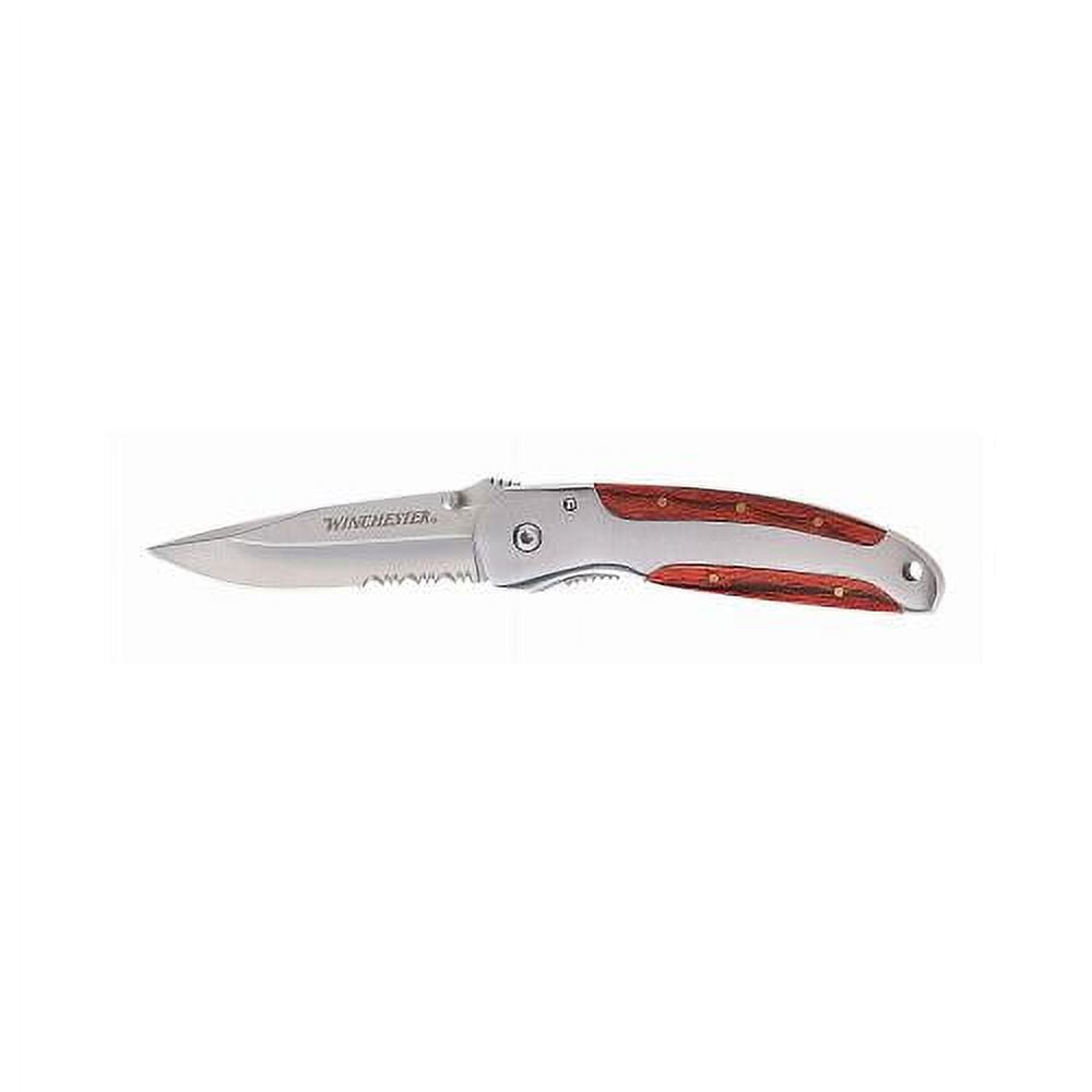 Winchester Knives 3in Wood Clip Serrated Folding Knife - Walmart.com