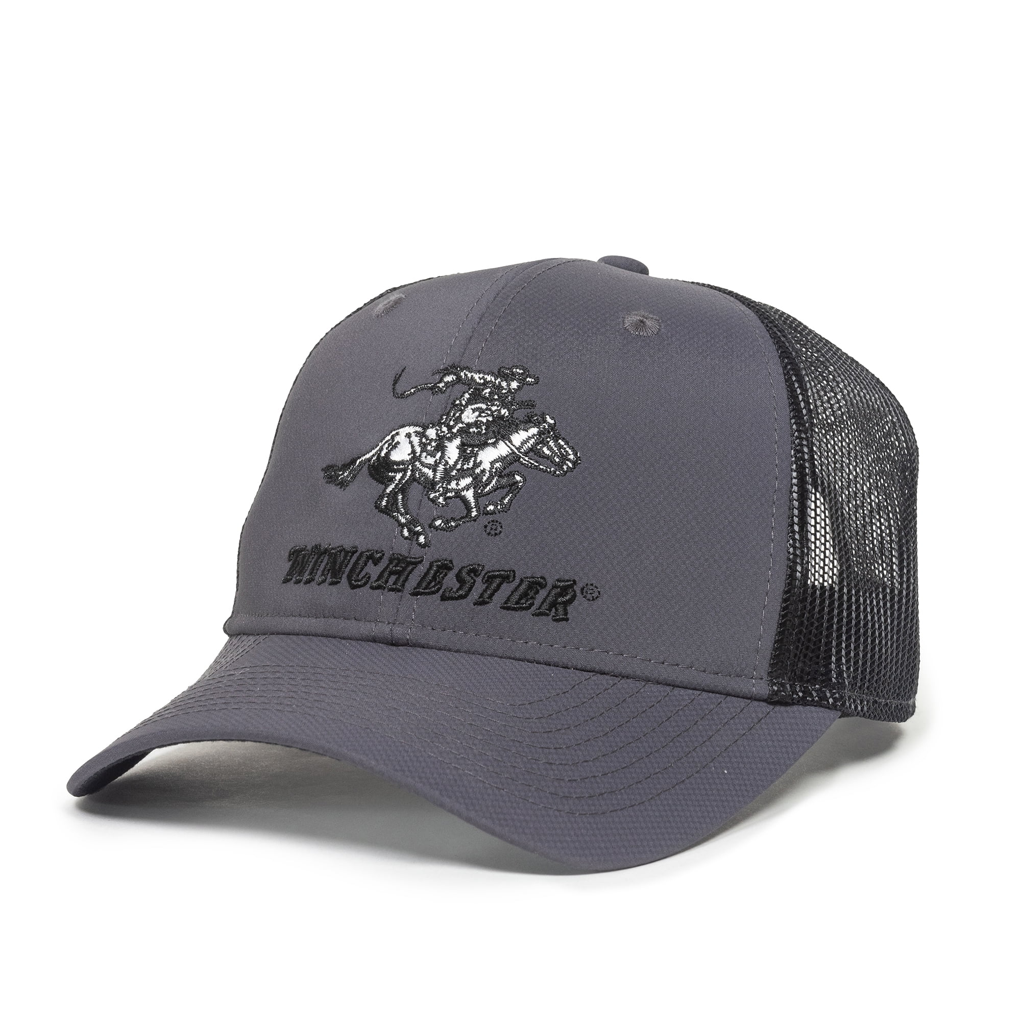 Winchester Licensed Meshback Shooting Cap, Grey with Black Mesh, Adult, Adjustable