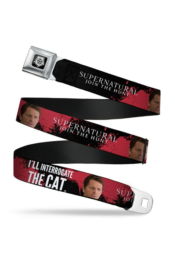Winchester Logo Full Color Black White Supernatural Castiel I'll Seatbelt Belt Standard