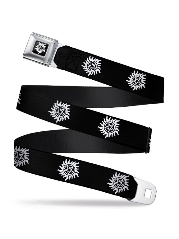 Winchester Logo Full Color Black White Winchester Pentagram Repeat Black Seatbelt Belt Standard