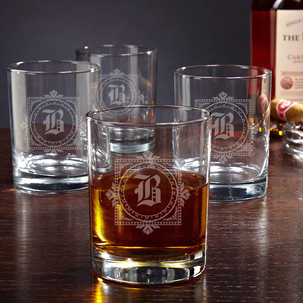 Personalized 10.75 oz. Heavy Based Whiskey Glasses (Set of 4)