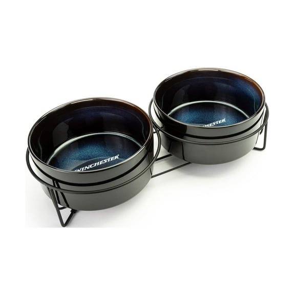 Winchester Pet Ceramic Dog 2-Bowl Set, Ceramic, L