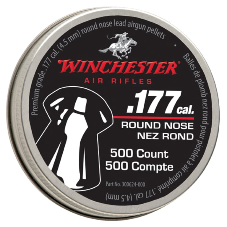 Winchester Round Nose .177 Caliber Lead Pellets, 500 Count, 9.7