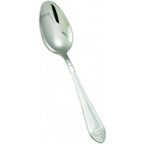 Winco 0031-10, 8.13" Peacock Extra Heavy 18-8 Stainless Steel European Table Spoon, Old Fashioned Dinner Spoons, Classic Flatware, 12 PACK