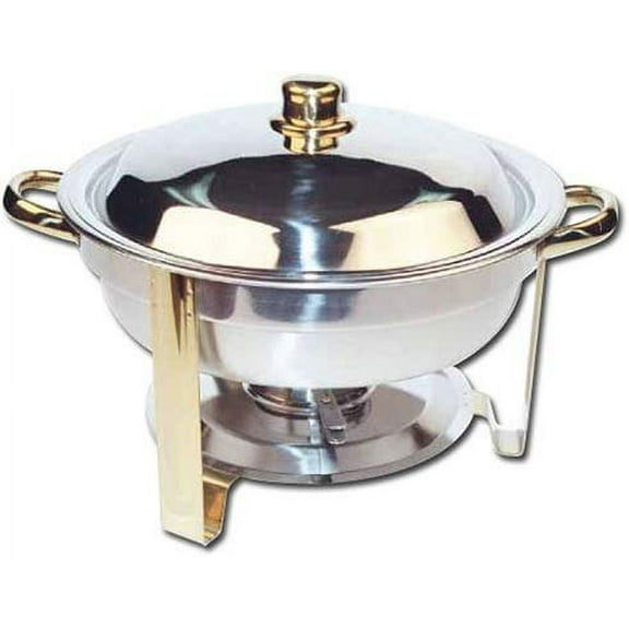 Winco 203, 4-Quart Gold-Accented Stainless Steel Oval Chafer