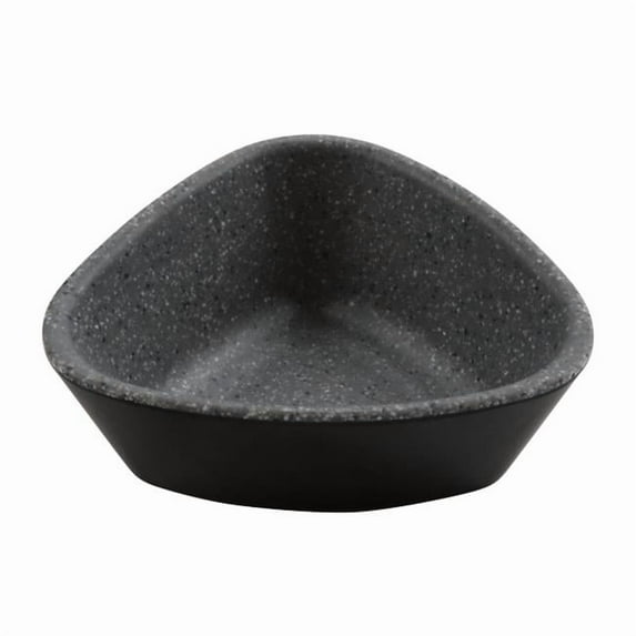 Winco 30482-BK-SG 4.5 oz Revive Stone Grey & Black Triangle Melamine Ramekin with Organic Texture, 4.19 x 3.75 x 0.75 in. - G.E.T, Cheforward - Each 24