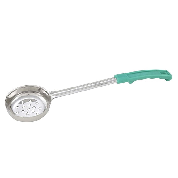 Winco 4 Oz. Green Perforated Portion Spoon Stainless Steel (FPP-4) 85277