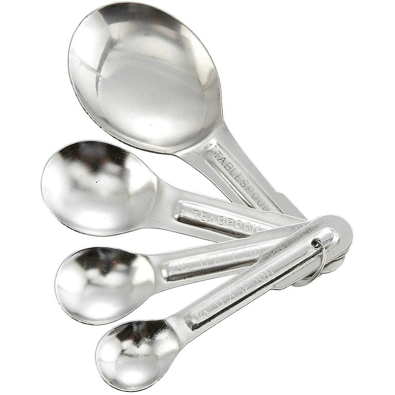 4pcs Silver Measuring Spoons Set, Heavy Duty Tablespoon Measure Spoon Stainless Steel Measuring Spoons for Cooking Baking(Silver)