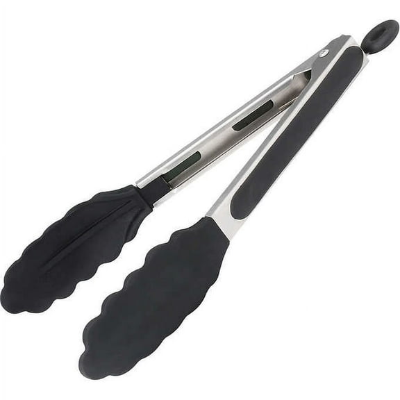 Winco 9 Stainless Steel Tongs with Silicone Tips, Locking, 4 Count