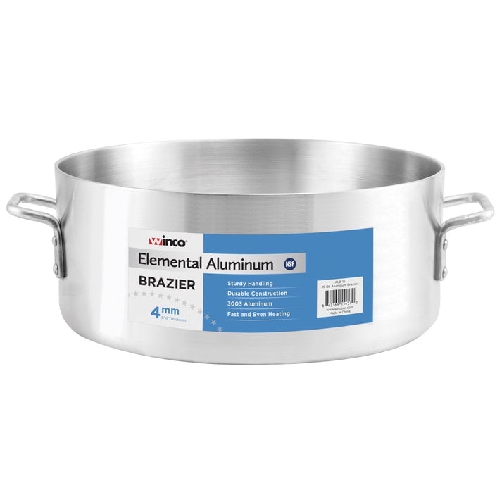 Winco ALB-18, 18-Quart Elemental Aluminum Brazier Pan, NSF