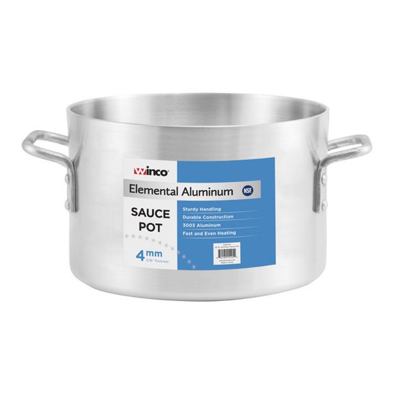 Winco ASSP-08, 8-Quart Elemental Aluminum Sauce Pot, 4 mm Thickness