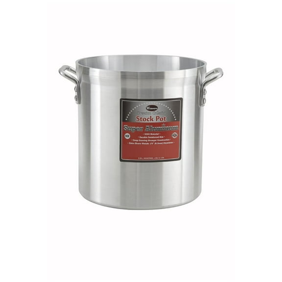 Winco AXHH-24, 24-Quart 12" x 12-1/2" Super Extra-Heavy 3003 Aluminum Professional Stock Pot with Reinforced Rim, Commercial Grade Sauce Pot
