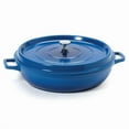thumbnail image 1 of Winco CA-015-CB-BK-CC 7.5 qt. Cast Aluminum Cobalt Blue with Clear Coat & Black Interior Induction Ready Round Braiser with Lid - 8 qt. Rim-Full - 14.74 in. Top Dia. - 17.96 in. Top Dia., 1 of 1