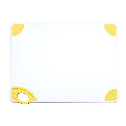 Winco CBN-1520YL, 15x20x1/2" Rectangular Cutting Board with Yellow Rubber Grip Hook, Plastic Chopping Board (Yellow)