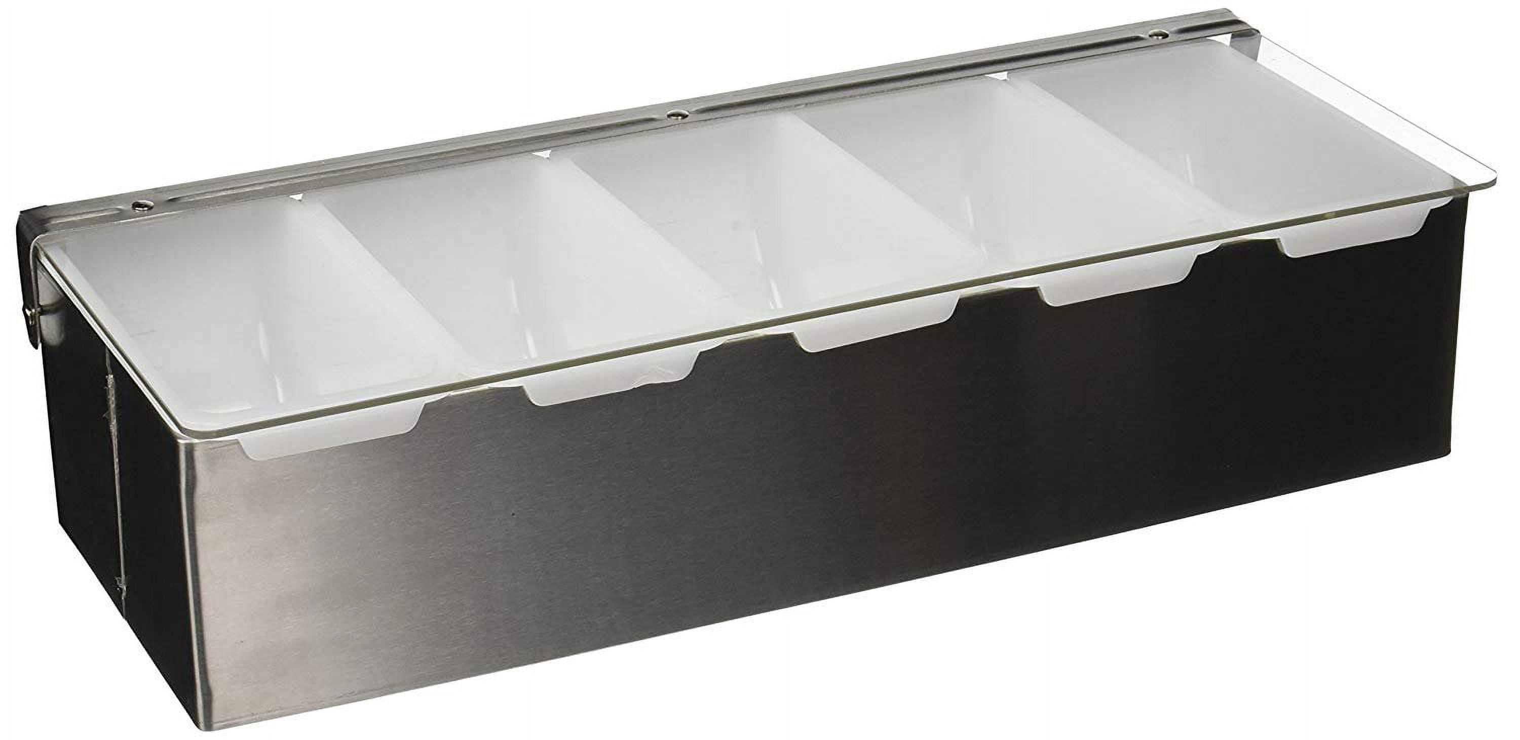 Stainless Steel 5-Compartment Condiment Dispenser with Plastic Inserts