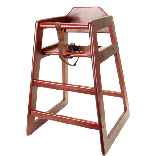 Winco CHH-103 High Chair with Buckle Strap Stackable Mahogany Finish, Unassembled Hardwood