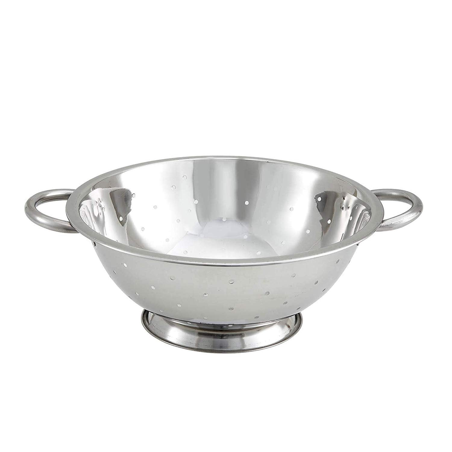 Winco 5-Quart Stainless Steel Colander with Handles and Base